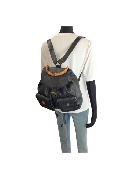 Gucci Bamboo Black Gold Leather 003 Backpack main image 3
